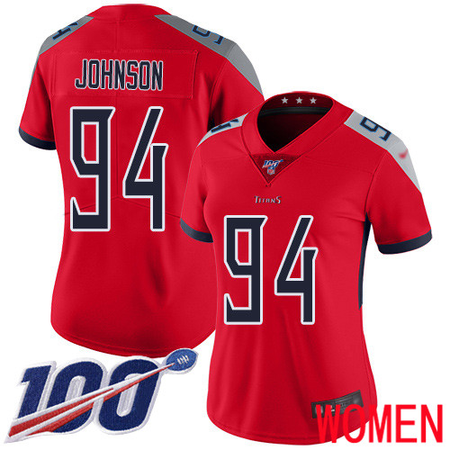 Tennessee Titans Limited Red Women Austin Johnson Jersey NFL Football #94 100th Season Inverted Legend->women nfl jersey->Women Jersey
